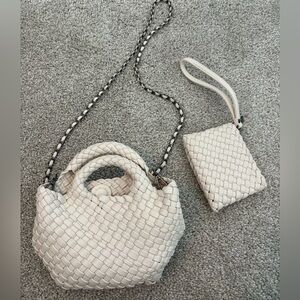 Cream Woven Handbag Set